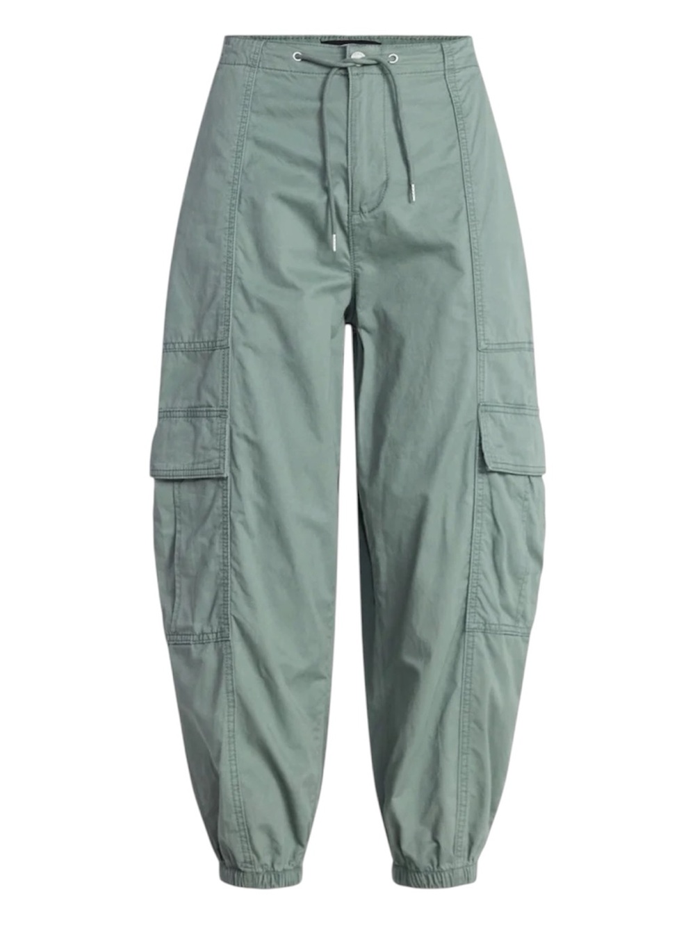 Scoop Women’s Mid-Rise Barrel Leg Utility Jogger Pants in Sage Green Size L